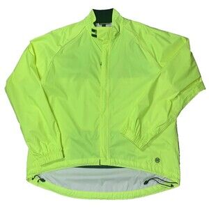Novara Mens XXL Cycling Jacket Neon Green Reflective Vented Full Zip Shell REI